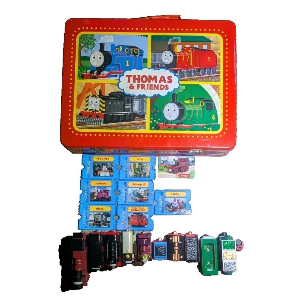 Vintage Thomas The Tank Engine & Friends Metal Tin Carry, Cars And Trains 2002